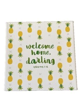 Mary and Martha Hallmark DaySpring Pineapple Stretched Canvas Print Welcome Home